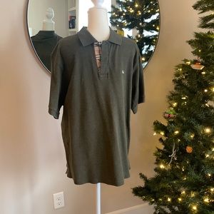 Men’s Burberry Pique Polo Heathered Olive Green